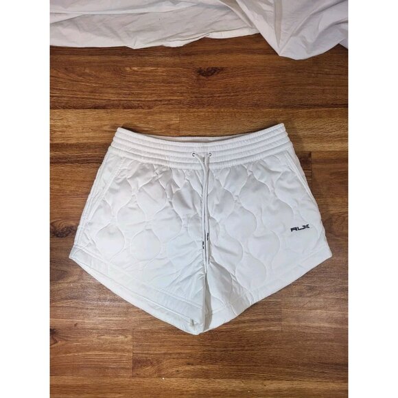 RLX Ralph Lauren‎ Womans White Quilted Cotton Drawstring Shorts Size M